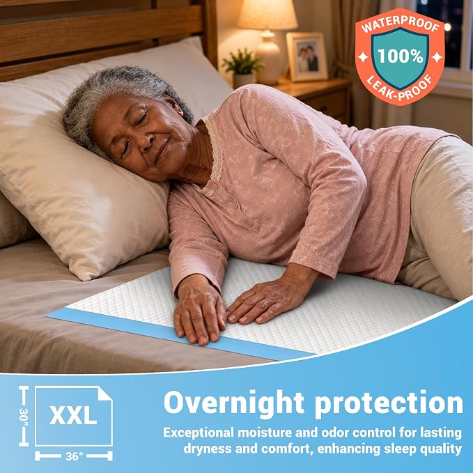30"x36" Bed Pads Disposable Adult 7-Layer Extra Large 100 Count | Overnight Protection for Incontinence, Super Absorbent Underpads, Quick-Dry, Skin-Friendly, Pee Pads for Dogs, Elderly, Baby
