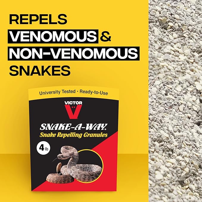 Victor VP364B Snake-A-Way Outdoor Snake Repelling Granules 4lbs, Snake Repellent for Yards, Use Against Poisonous & Non-Poisonous Species, Protects .5 Acres
