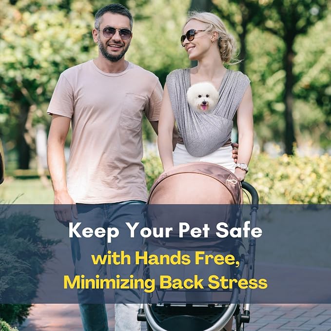 Small Dog Sling Carrier, Hands-Free, Heather Gray, Regular | Patented Front Carrier Reduces Back and Neck Strain; Adjustable, Soft Cotton, 3D Air Mesh for Puppies & Cats up to 20 lb