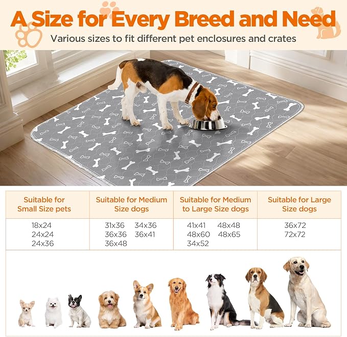Washable Pee Pads for Dogs, 2 Pack Reusable Puppy Pads, 36"x41" | Super Absorbent, Waterproof & Leakproof, Non-Slip Bottom, Machine Washable, For Floors, Beds, Couches, Crates, Carpets, Cars