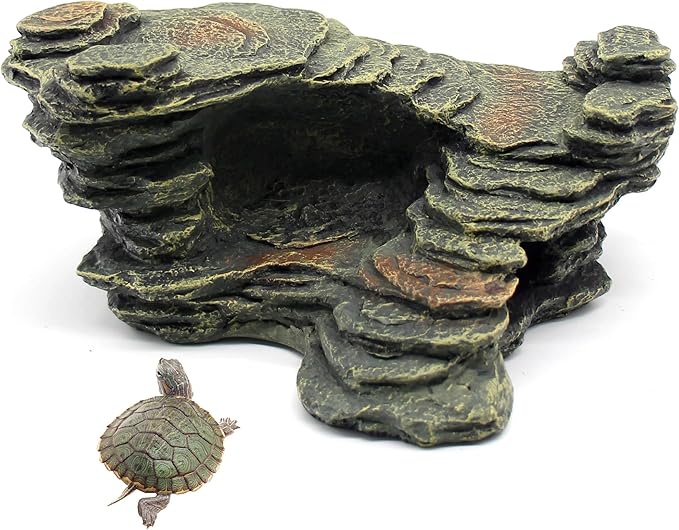 relaqcc Turtle Basking Platform Shale Scape Step Ledge, Reptile Ladder Resting Terrace Aquarium Decor, Great for Reptiles, Amphibians, Frogs, Small Turtle