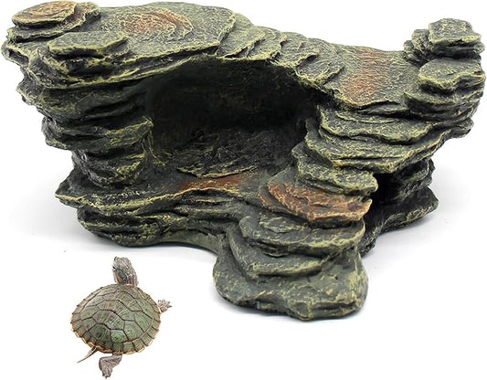 relaqcc Turtle Basking Platform Shale Scape Step Ledge, Reptile Ladder Resting Terrace Aquarium Decor, Great for Reptiles, Amphibians, Frogs, Small Turtle