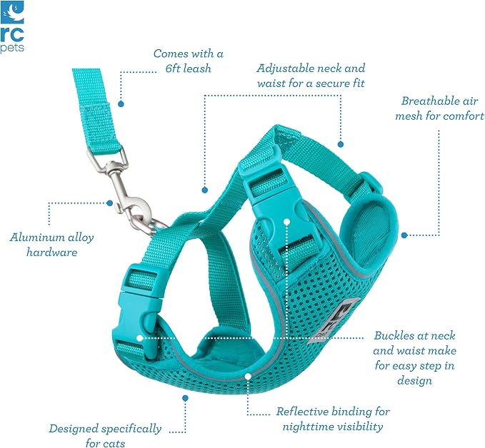 RC Pets Adventure Kitty Harness Includes Adjustable, Airmesh Fabric, 6' Leash and D-Ring Cat Walking Harness | Splatter, Medium