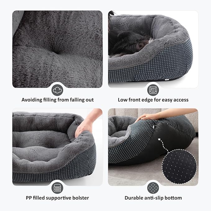 Dog Bed Medium Size, Orthopedic Warming Soft Calming Sleeping Puppy Bed Durable Pet Bed with Anti-Slip Bottom M(30"x24"x9")