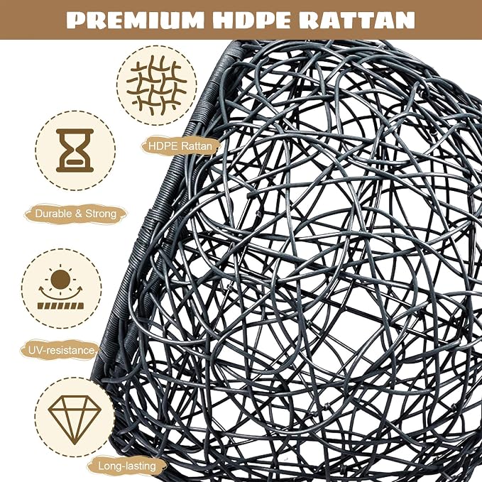 Hanging Cat Swing Bed with Stand & Cushion | Rattan Wicker Egg Chair for Cats, Small Dogs & Pets, Indoor Swinging Bed, Cozy Resting Spot, Modern Design