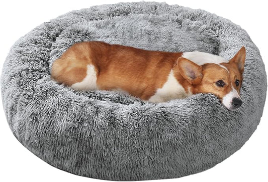 JOLLYVOGUE Dog Bed, Calming Anti-Anxiety Large Dog Bed, Fluffy Donut Cushion for Medium and Large Pets (27"/30"/36")