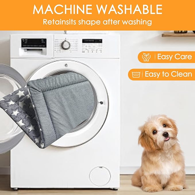 Washable Dog Bed Plush Orthopedic Outdoor Crate Mat with Non-Slip Bottom,Luxe Soft Kennel Pad for Pets, Cozy Cage Cushion & Pet Sleeping Mattress Large Sized,Medium,Small Dogs,36 x 24 inch,Grey