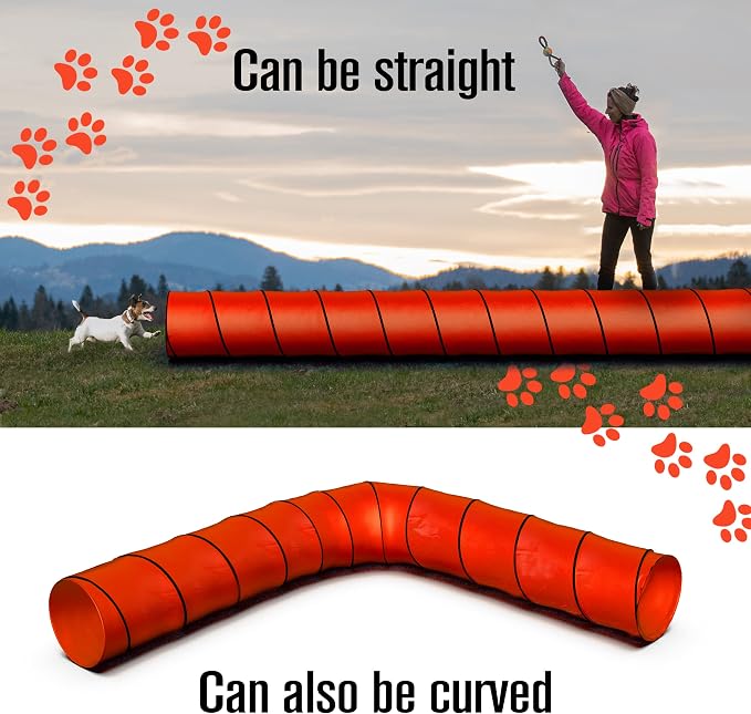 Houseables Dog Agility Tunnel, Dog Tunnel, Agility Equipment, 18 Feet, Puppy Obstacle Course, Crawling, Pet Playground, Small, Medium, Large, Indoor/Outdoor, Play, Pop Up Set, Exercise Tube, Toy, Red | Houseables Agility Equipment, Puppy Obstacle Cours...