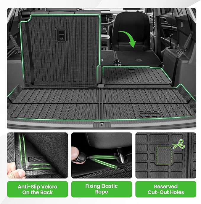 Cargo Liner for VW Volkswagen Atlas 2018-2025 2026 (Not for Cross Sport), All Weather Cargo Mats for Atlas Accessories, Heavy Duty TPE Trunk Mat, Car Accessories