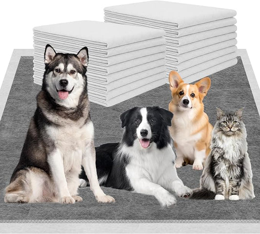 Charcoal Puppy Pads 36"×51", Ultra-Large Carbon Pee Pads for Dogs, Odor-Control Puppy Pads, 6-Layer Dog Training Pads, Ultra-Absorbent & Quick-Dry Black Dog Pads 40 Count