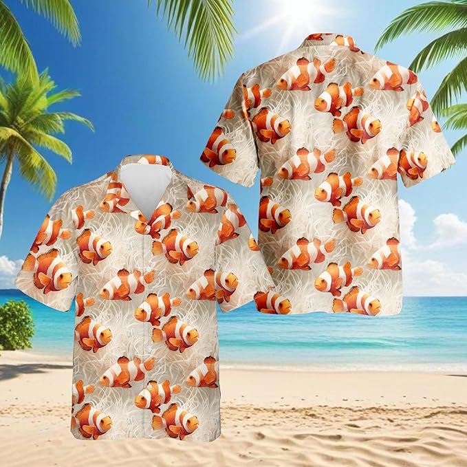 Fishing Crappie Hawaiian Shirt for Men, Button Down Summer Beach Short Sleeve, Fishing Lover Gifts, Sizes S-5XL