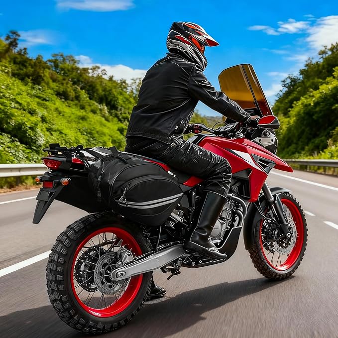 Motorcycle Saddlebags Compatible with Dirt Bike, Dual Sport Motorcross, Motorbike, Racing Mountain Off-Road, Waterproof Motorcycle Bag with Rain Covers (Upgrade 24L)
