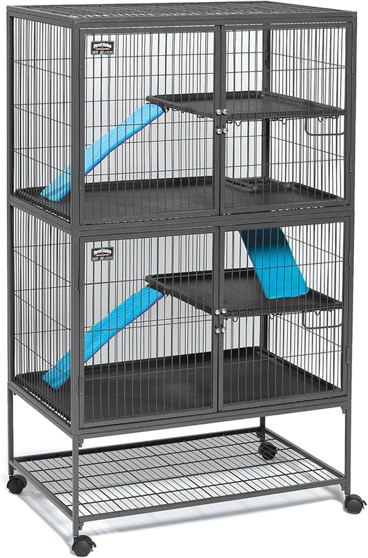MidWest Homes for Pets Ferret Nation Double Unit Small Animal Cage, 4 Tiers, Includes Pans, Shelves, Ramps & Covers, for Ferrets & Small Animals