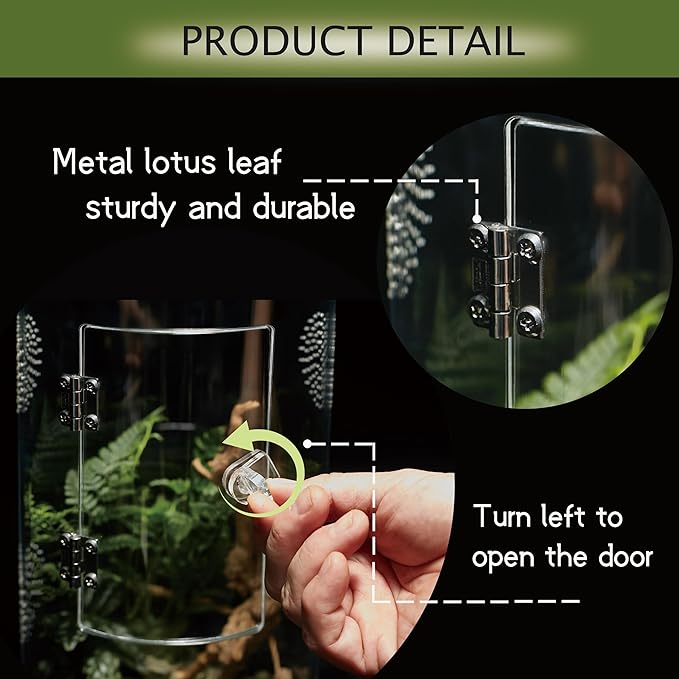 Acrylic Terrarium for Reptiles & Spiders – Small/Medium/Large Leak-Proof Enclosure (Horizontal/Vertical) | Ideal for Tarantulas, Jumping Spiders, Frogs & Geckos(Large, Round)
