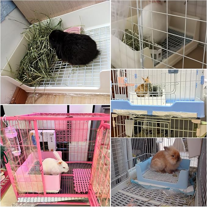 VCEPJH Extra Large Rabbit Litter Box with Tray,Plastic Bunny Litter Pan Corner Small Animal Toilet Pet Potty Trainerfor Adult Guinea Pigs Chinchillas Ferrets Galesaurs (Blue)