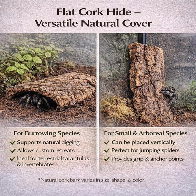 Tarantula Rehousing Supply Kit - Coco Fiber Substrate, Moss, Cork Bark Hide & Water Dish - Essential Terrestrial Tarantula Setup