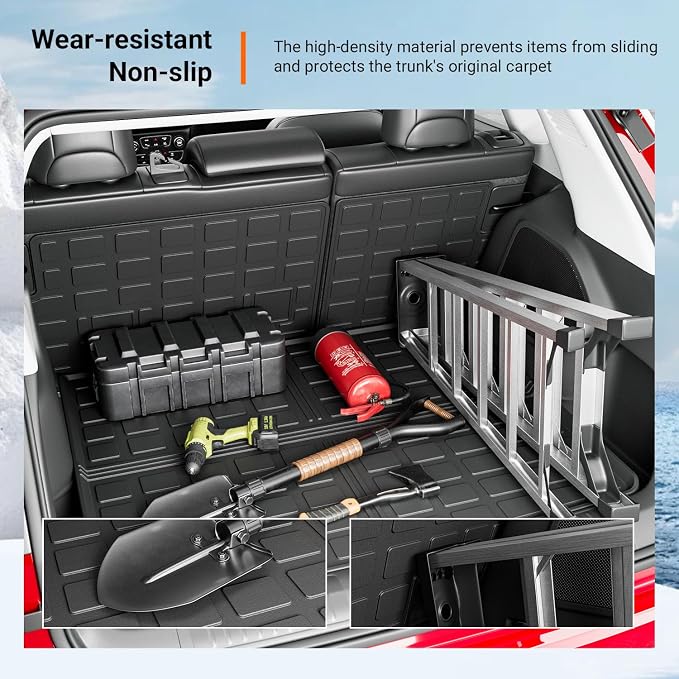 powoq Cargo Mat Compatible with 2019-2023 Jeep Cherokee Trunk Mat Cargo Liner Back Seat Protector TPE Replacement for 2019 2020 2021 2022 2023 Jeep Cherokee Accessories (Trunk Mat+Backrest Mats)