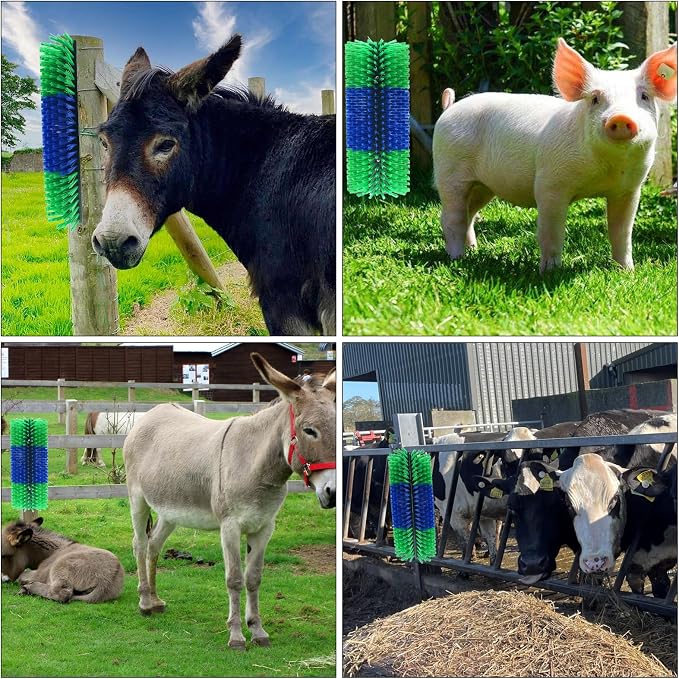 Livestock Scratching Brush Horse Massage Grooming Brushes with 4 Screws for Goat,Cattle,Cow,Sheep, Horses,Pigs and Other Animal Back Scratching