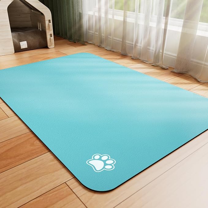 HotLive Dog Food Mat - Absorbent Cat Mat for Food and Water, No Stains Pet Feeding Bowl Mat, Easy to Clean Pet Placemats, Quick Dry Dog Water Dispenser Mat for Messy Drinkers | Paw Teal 24"x36"