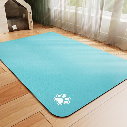 HotLive Dog Food Mat - Absorbent Cat Mat for Food and Water, No Stains Pet Feeding Bowl Mat, Easy to Clean Pet Placemats, Quick Dry Dog Water Dispenser Mat for Messy Drinkers | Paw Teal 18"x 28"