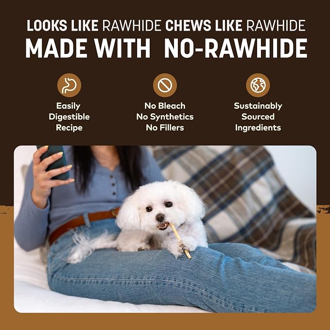 Earth Animal No Hide Stix - Rawhide Free Dog Chews Sticks 80 Count Venison | Small Sticks Venison Flavored Natural Rawhide Free Long Lasting Dog Chews - Pet Treats for Small Dogs and Cats