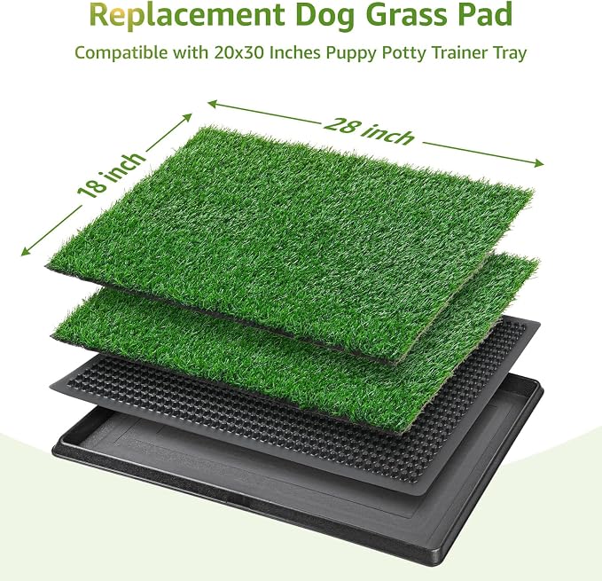 LOOBANI Dog Grass Pee Pads, 2 Pack Artificial Grass for Potty Tray, 18x28in | Replacement Turf, Pet-Friendly, Easy to Clean, Washable, Fake Grass Mat for Puppy to Pee on, Outdoor Indoor Pee Grass Patch