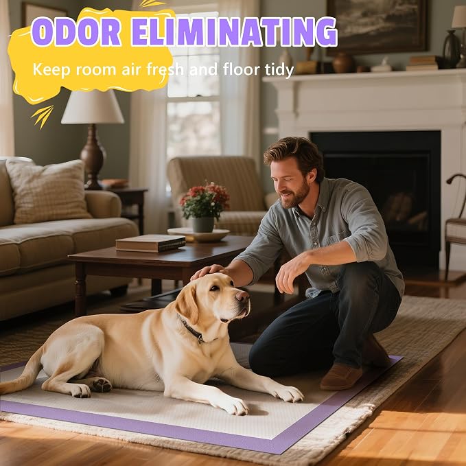 Boscute Lavender Scented Thicken 6 Layers Heavy Absorbent 30"x36" Pet Training Dog Pee Pads, Extra Large Polymer Leak-Proof Quick Dry Puppy Pee Pads, Disposable Pee Pads for Dogs Cats Rabbit 100Counts | Heavy Absorbent up to 7 Cups, Quick Dry, for Dogs...