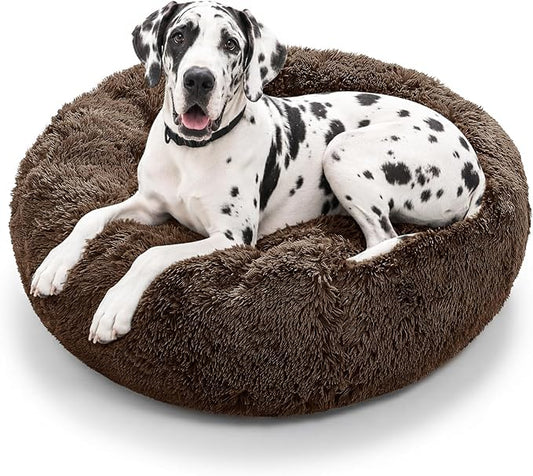 JOLLYVOGUE Dog Beds Large Sized Dog, Calming Anti-Anxiety Dog Bed, Fluffy Donut Cushion for Extra Large Pets (45")