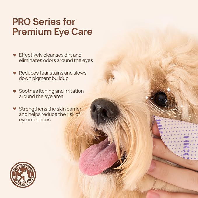 HICC PET Eyes Wipes for Dogs & Cats Upgraded Pro Version, Vet-Recommended Dog Eye Wipes Hypoallergenic, Remove Debris, Mucus, Discharge & Crust - 100ct, Blueberry