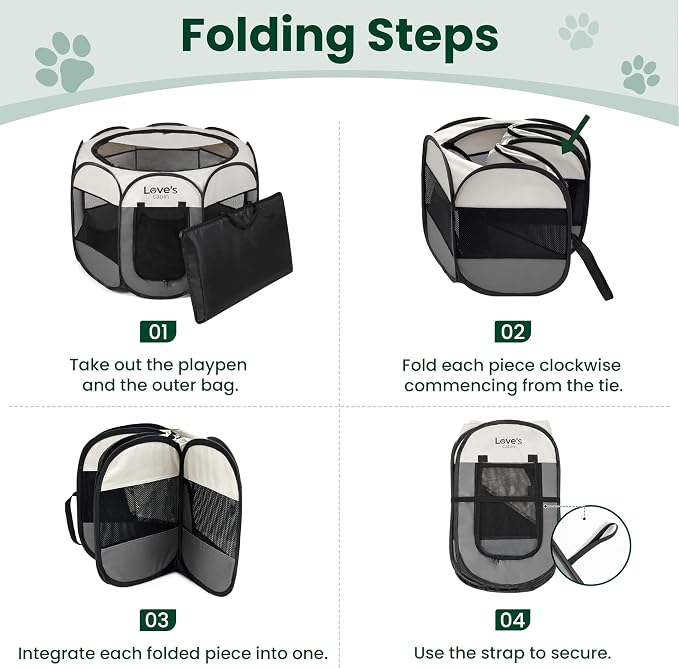 Love's cabin Pet Puppy Dog Playpen, Small Dog Tent Crates Cage Indoor/Outdoor, Portable Playpen for Cat, Foldable Pop Up Dog Kennel Playpen with Carring Case, Removable Zipper Top, Grey