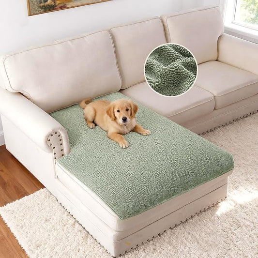 H.VERSAILTEX Non Slip Pet Couch Cover Chenille Dog Bed Protector Thick Soft Sofa Slipcover Pet Friendly Washable Couch Cushion Covers for Pets (40" x 50", Sea Foam)