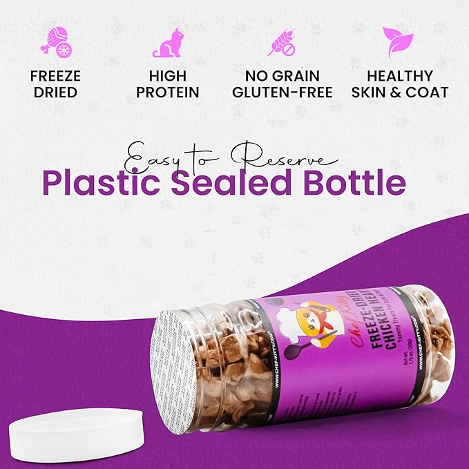Chicken Hearts for Dogs | Cat Treats Freeze Dried, 100% Human Grade, Single Ingredient | High Protein Cat & Dog Food Toppers | No additives or Preservatives | Inspected & Tested in USA | 1.4 oz.