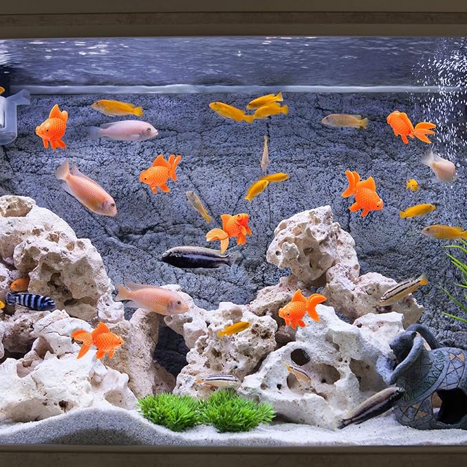 Sumind 30 Pieces Fake Goldfish Plastic Floating Artificial Aquarium Fish Realistic Moving Orange Goldfish Ornament Decorations for Aquarium Tank