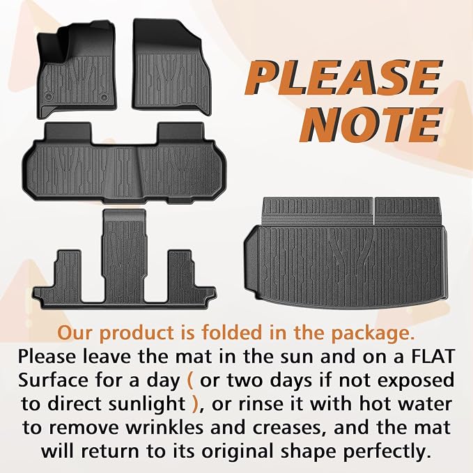 TripleAliners Floor Mats&Trunk Mat All Weather Car Liners Compatible with 2024+GMC Acadia/Chevy Traverse&2025+ Buick Enclave Accessories TPE Custom Fit Full Set Liners Protection(Floor Mats+Trunk Mat)