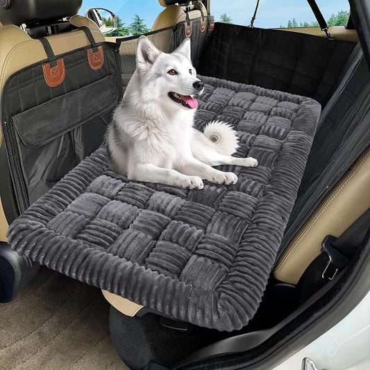 Dog Car Bed Mat Non-Slip Backseat Extender Dog Bed 56x28.7 Gray | Travel Bed for Dogs，Chew-Resistant, Easy Clean & Scratch-Proof, Comfort Design, Fits Trucks/Sedans/SUVs