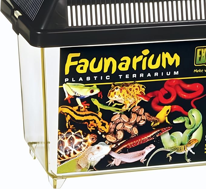 Exo Terra Faunarium Small PT2255 – Plastic Reptile Terrarium and Transport Container for Lizards, Spiders & Amphibians