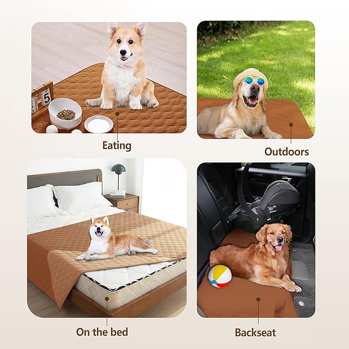 gogobunny Waterproof Dog Blankets for Large Dogs, Pet Bed Cover Breathable | Washable Pee Pads, Quilted Throw Blanket, Furniture Protector for Couch Sofa Bed Car, 82x82 Inch Dark/Light Pumpkin