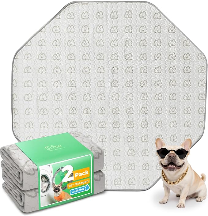 FXW Washable Pee Pads for Dogs, Super Absorbent, 29" Octagon, 2 Packs | Machine washable, Non-slip backing, Fits 24"H 8-Panel FXW Rollick/Homeplus Playpens