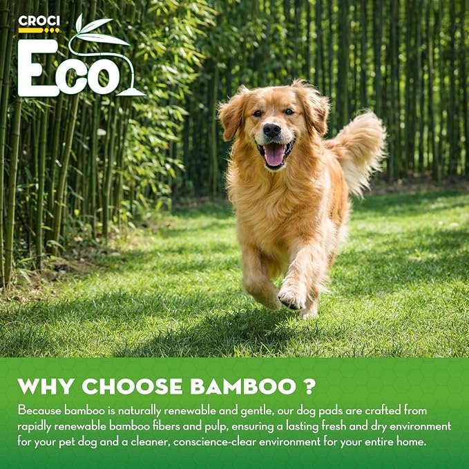 CROCI Charcoal Puppy Pads with Adhesive Tabs 2X Odor Control 30x36in 30Ct | Super Absorbent Pee Pads for Dogs, Quick-Dry Surface, Unscented, Renewable Bamboo Material, Disposable