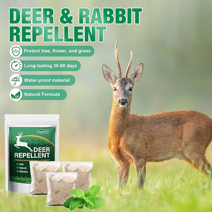 16 Pack Natural Deer Repellent Pouches, Peppermint Deer Repellent Keep Deers Out from Outdoor Tree Yard Attic Garden House, Long-Lasting Protection, Safe for Dogs and Children