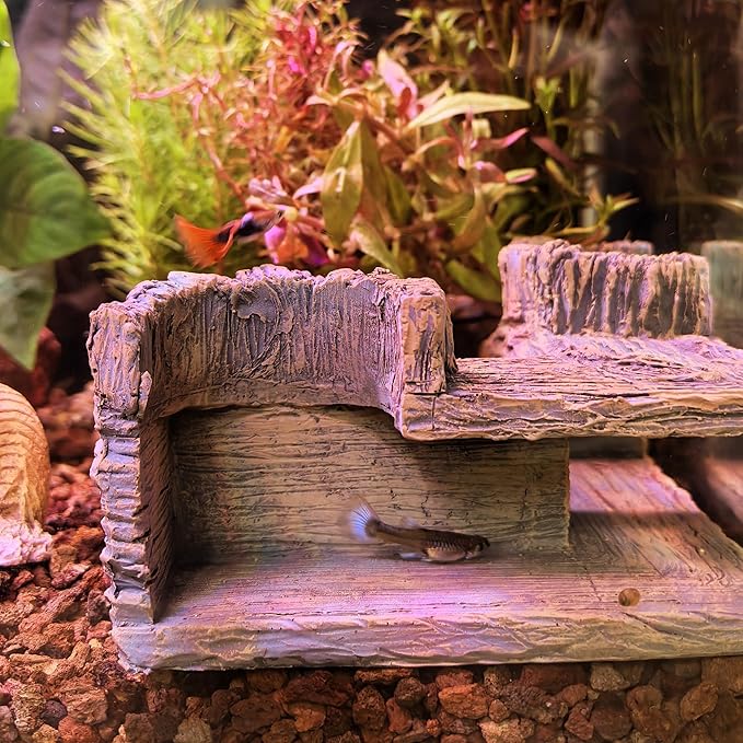 M2cbridge Aquarium Cave Betta Tunnel Driftwood Corners Shrimp House Hideout for Cichlid Breeding(Tree Trunk)