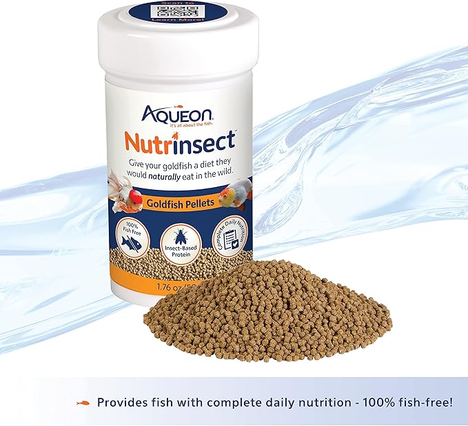 Aqueon Nutrinsect Fish-Free Fish Food, Goldfish Pellets, 1.76 oz (Pack of 2)