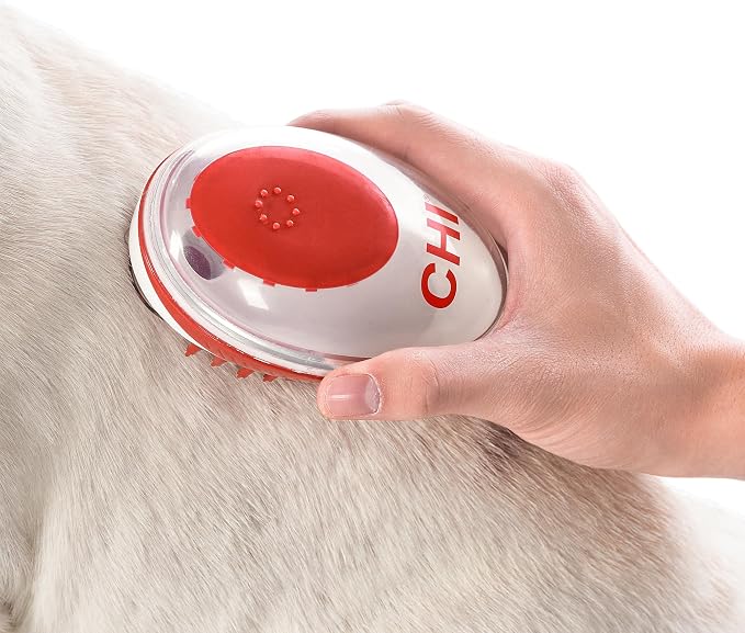 CHI for Dogs Soap Dispensing Palm Brush, Handheld Dog Bathing Scrubber with Built-In Shampoo Dispenser, Soft Rubber Bristles for Massaging and Deep Cleaning All Dog Coat Types, Red | Built-in shampoo dispenser, soft rubber bristles, massages while deep...
