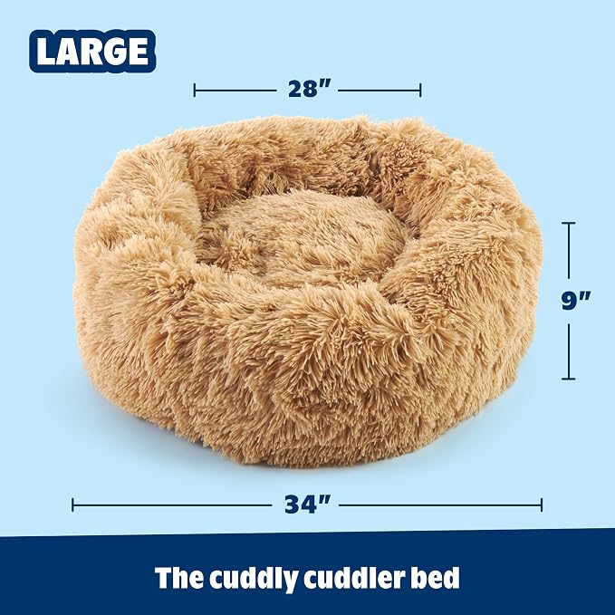 Barkbox Dog Bed Memory Foam Donut Cuddler - Calming Orthopedic Joint Relief Fur Crate Lounger for Pets, Machine Washable + Removable Cover, Waterproof Lining, Includes Toy - Larger Pets - 65lbs | Calming Orthopedic Joint Relief Furry Crate Lounger for ...
