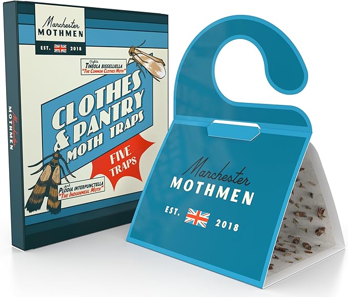 2-in-1 Pheromone Moth Traps for House, 5-Pack Moth Killer for Clothes & Pantry – Indian Meal, Mediterranean Flour & Clothing Moth Trap – Non-Toxic Sticky Glue Trap