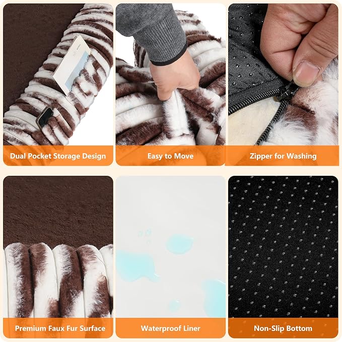Human Dog Bed for Adult, Orthopedic Gel Memory Foam, 71"x47"x9" | Human Dog Bed Fits Adult & Pets, Reversible Egg-Crate Foam Cushion, Washable Pet Bed with Blanket, Tie-dye Brown