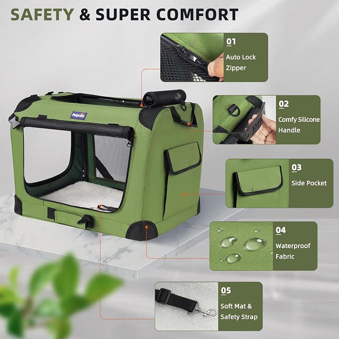 Petprsco Large Cat Carrier for 2 Cats/Small Dogs 24"x17"x17" for Car Travel | Soft Pet Carrier for Large Cats & Small/Medium Dogs, Includes Warm Blanket, Foldable Bowl & Washable Pad, for Long Car Trips