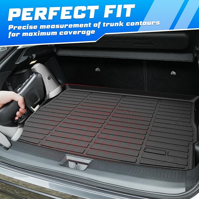Sunsdrew Trunk Cargo Liner for 2023-2026 Nissan Ariya Accessoreis, Rear Trunk Mat Cargo Mat All Weather Protection TPE Rubber Raised Edge