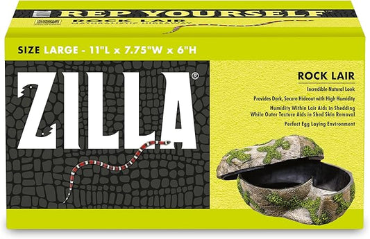 Zilla Rock Lair, Naturalistic Hide, Supports Shedding and Egg-Laying, Retains Humidity, Ideal for Snakes and Lizard, Large