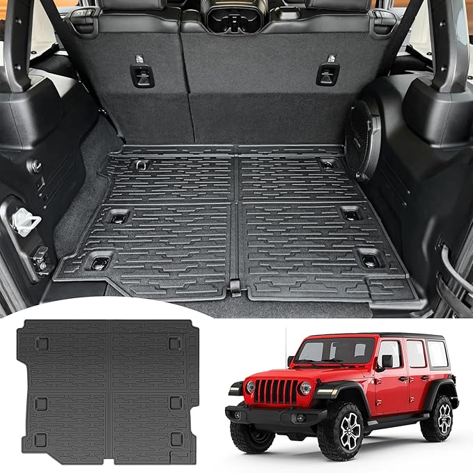Cargo Mat Compatible with 2018-2025 Jeep Wrangler JL Unlimited 4 Door 4X4, Cargo Liner Rear All-Weather Protection Trunk Liner for 2024 Jeep Wrangler JL/JLU Accessories